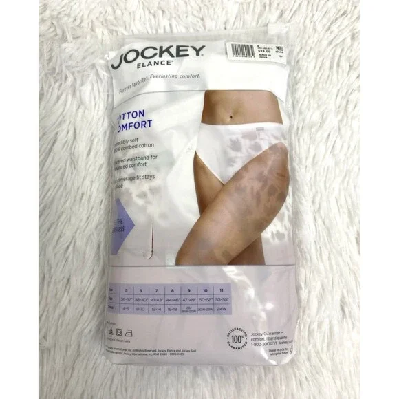 Jockey Elance Underwear French Cuts 100% Cotton Comfort 3 Pack Pink Floral White - Picture 2 of 10